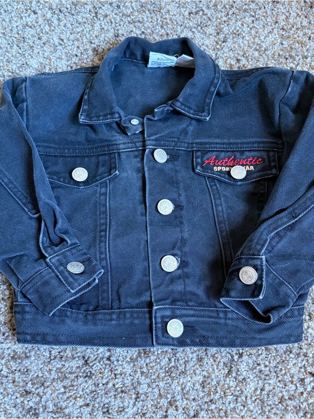 Vintage Kids Mickey and Co Black Denim Jacket Embroidered